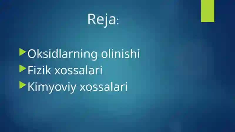Oksidlarningolinishivaxossalari 2