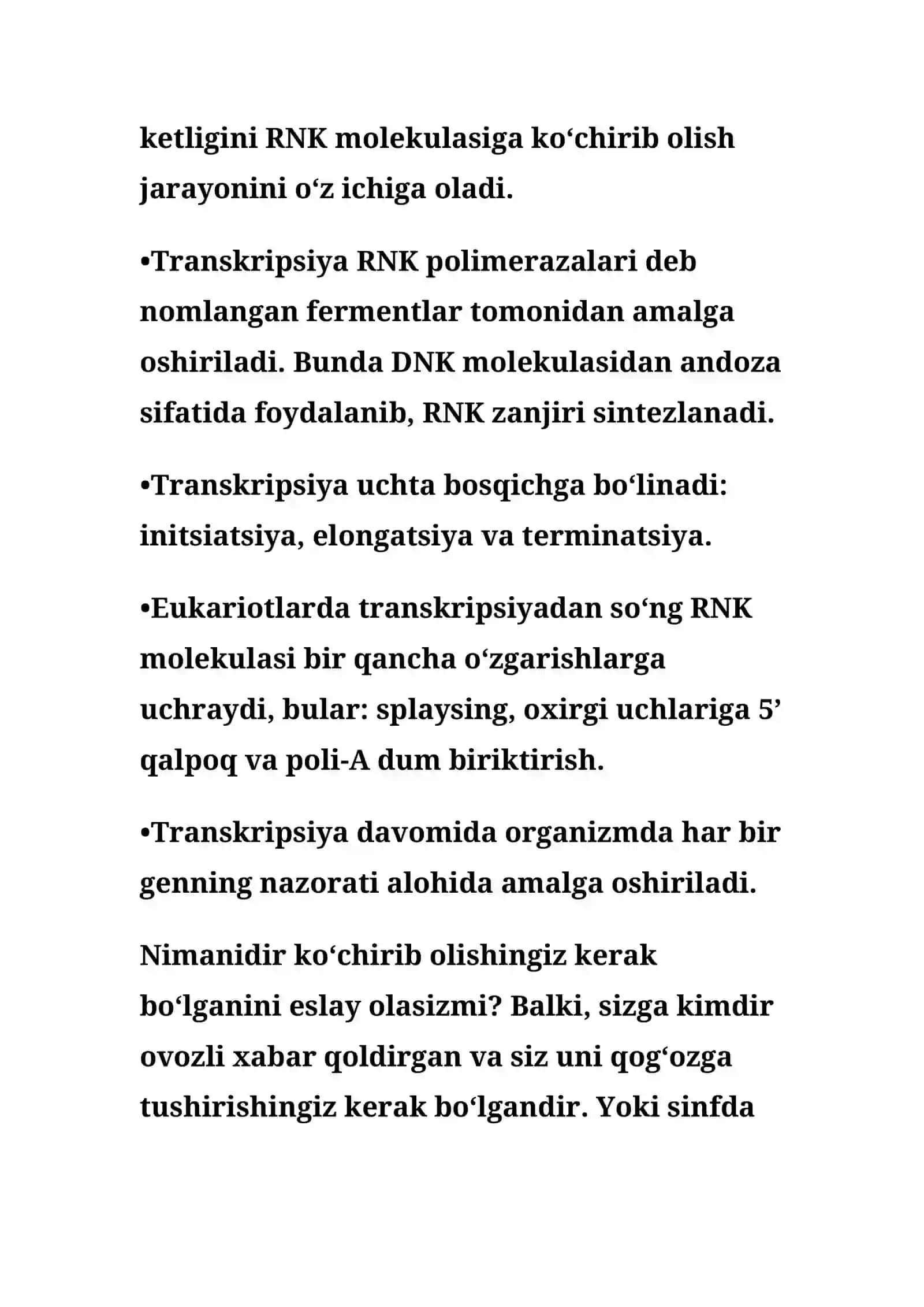 Transkripsiya translasiya va oqsil sintezi 2