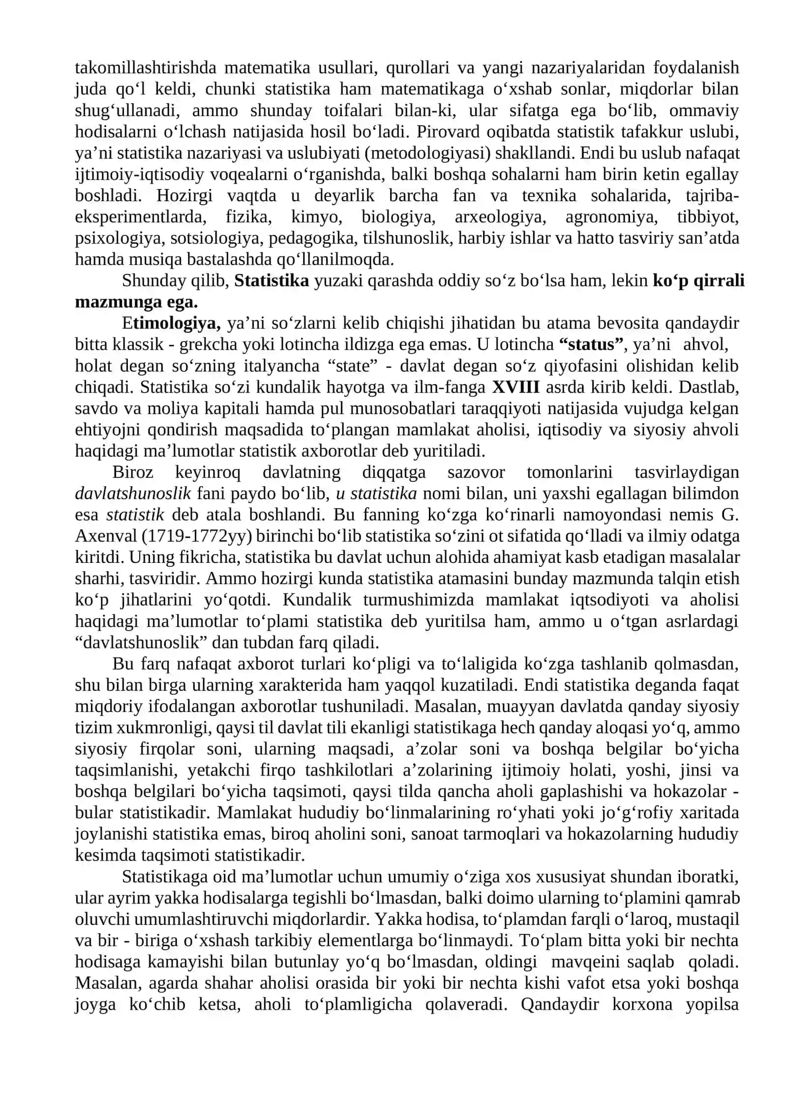 STATISTIKA FANINING PREDMETI VA USLUBI 2