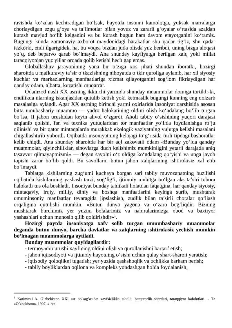 9-mavzu: Global jarayonlar va barqaror taraqqiyot 2