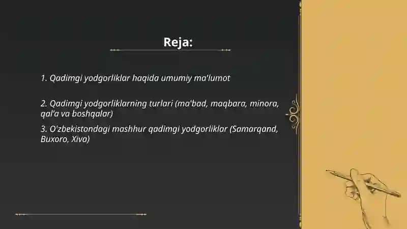 Qadimgi yodgorliklar haqida malumot 2