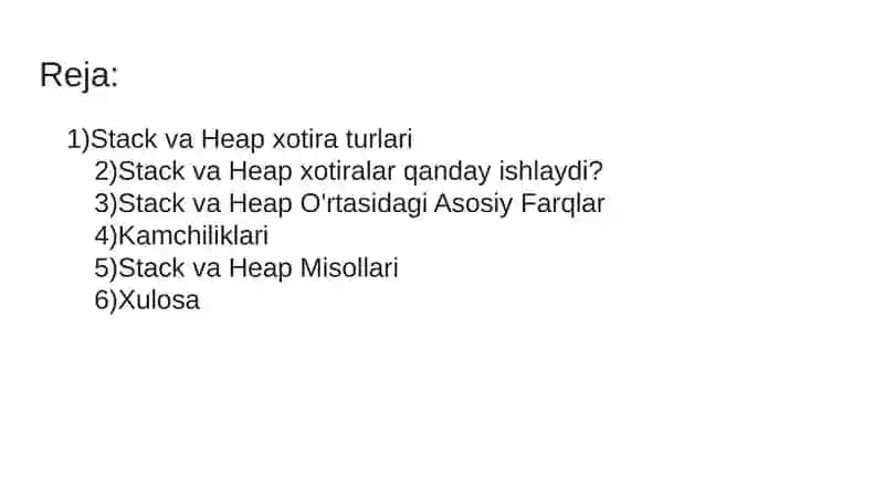 Stack va Heap Xotiralarning Farqi: Katta Sur'atli Ma'lumotlar Boshqaruvi 2