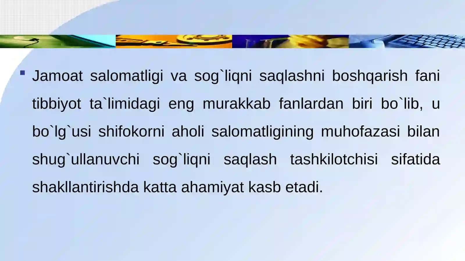 Jamoat salomatligi va sog`liqni saqlashni boshqarish 2