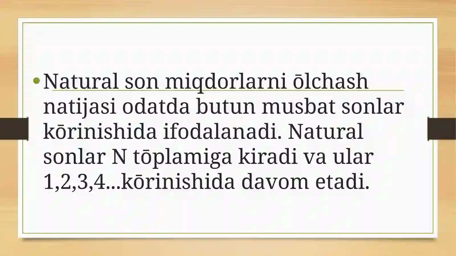 Naturalson miqdorlarni ōlchash natijasi 2