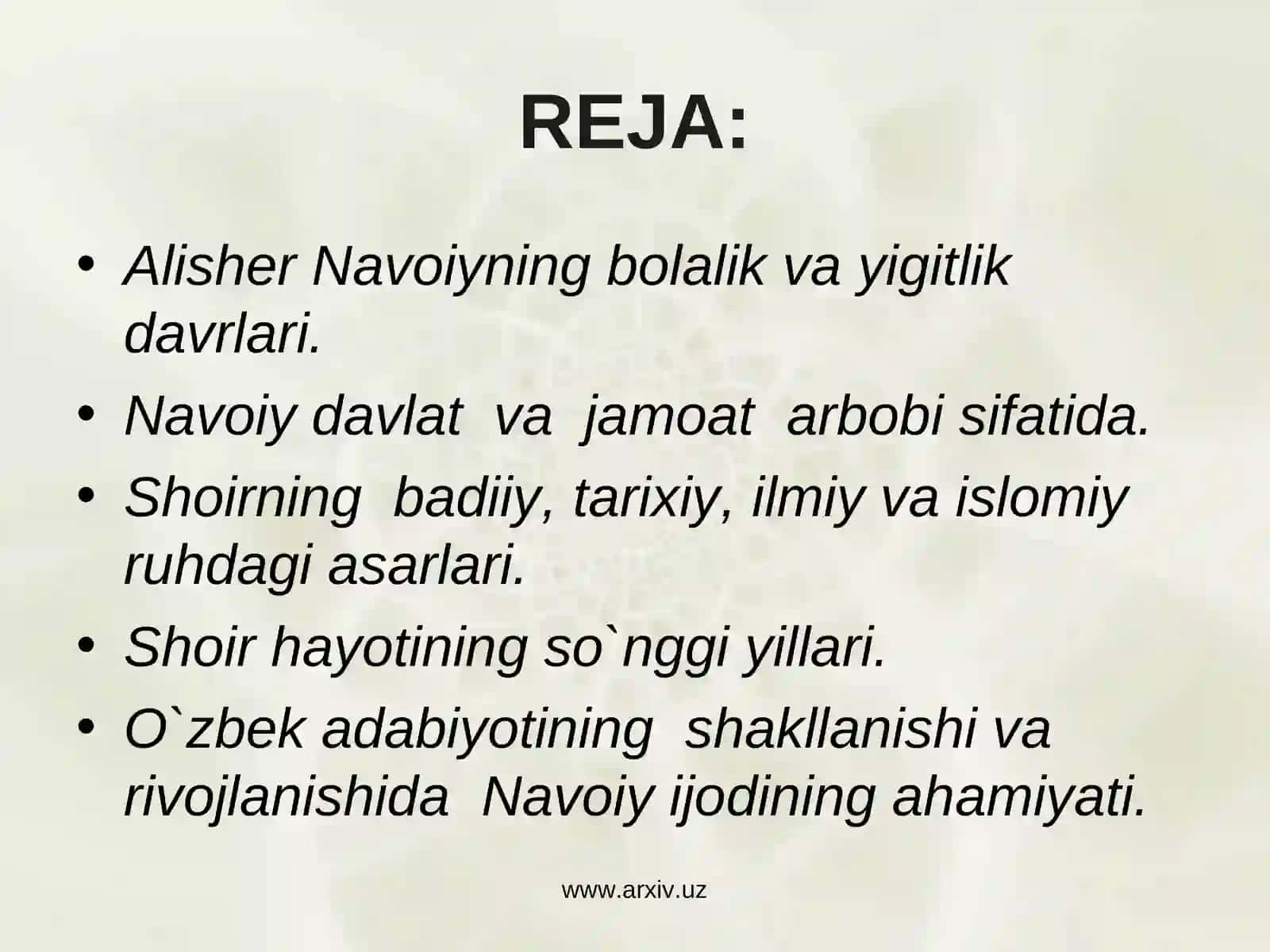 ALISHER NAVOIY(1441-1501) 2
