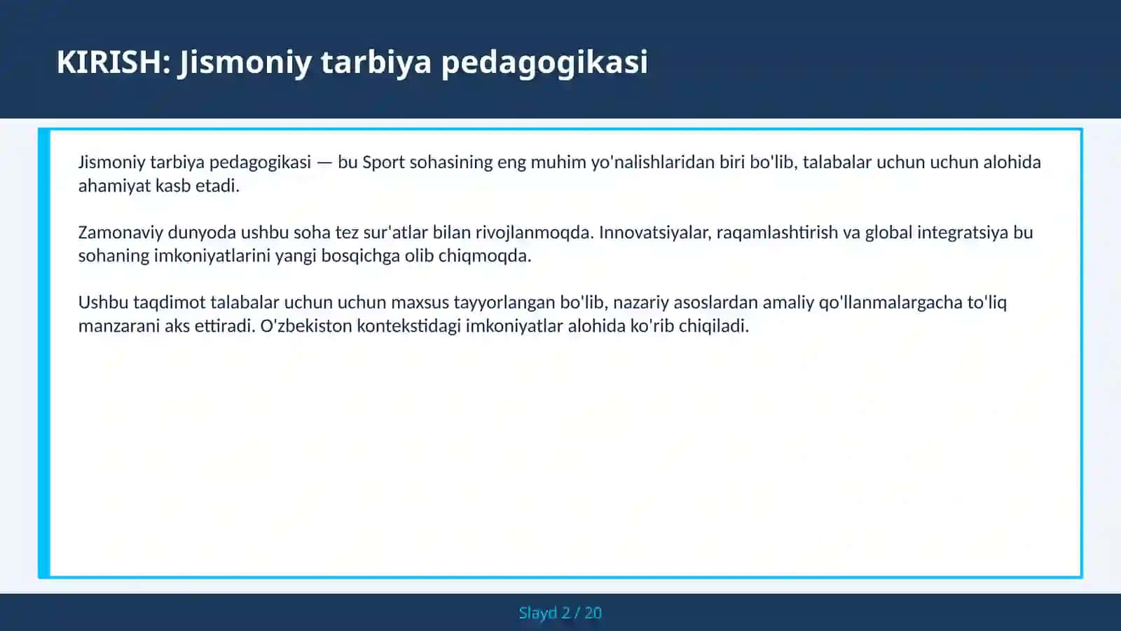JISMONIY TARBIYA PEDAGOGIKASI 2