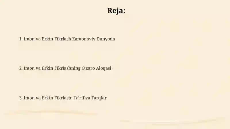 Imon va Erkin Fikrlash 2