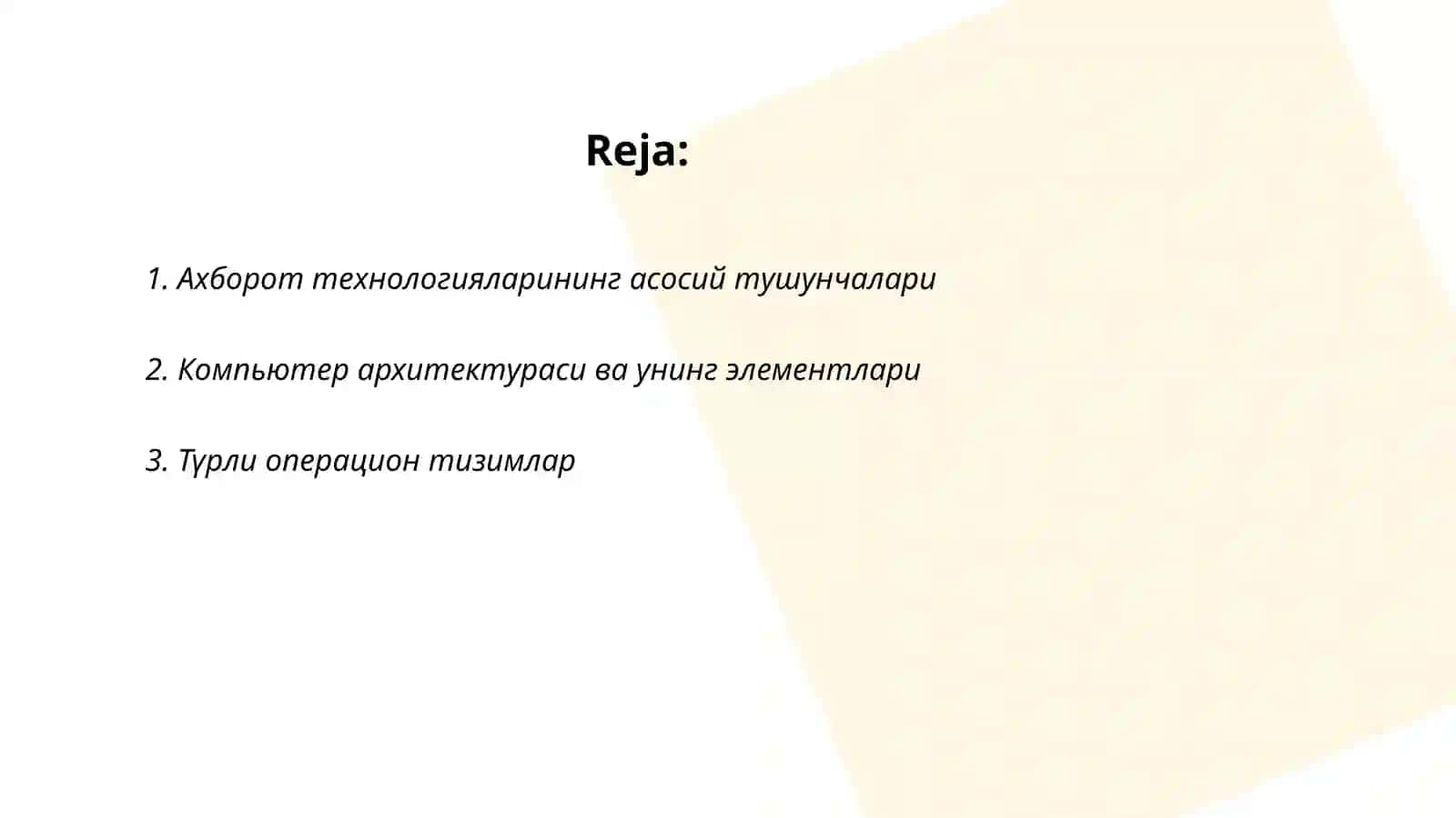 Ахборот технологиялар фанига кириш 2