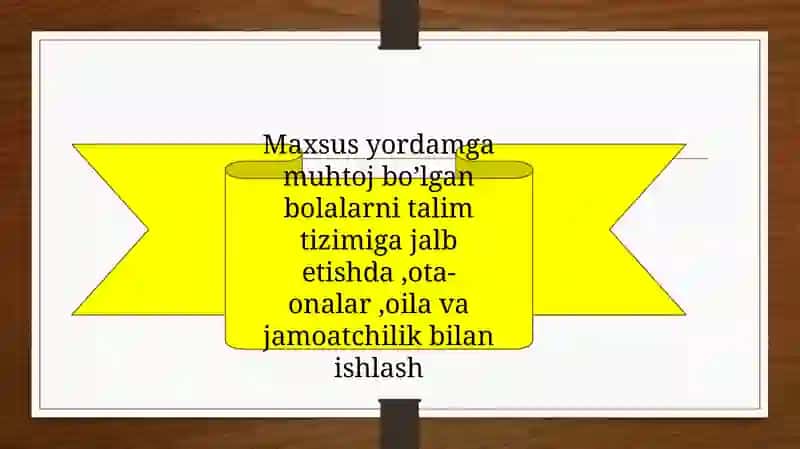 Oqboyeva Nuqraning inklyuziv ta'lim fanidan tayyorlagan taqdimoti 2