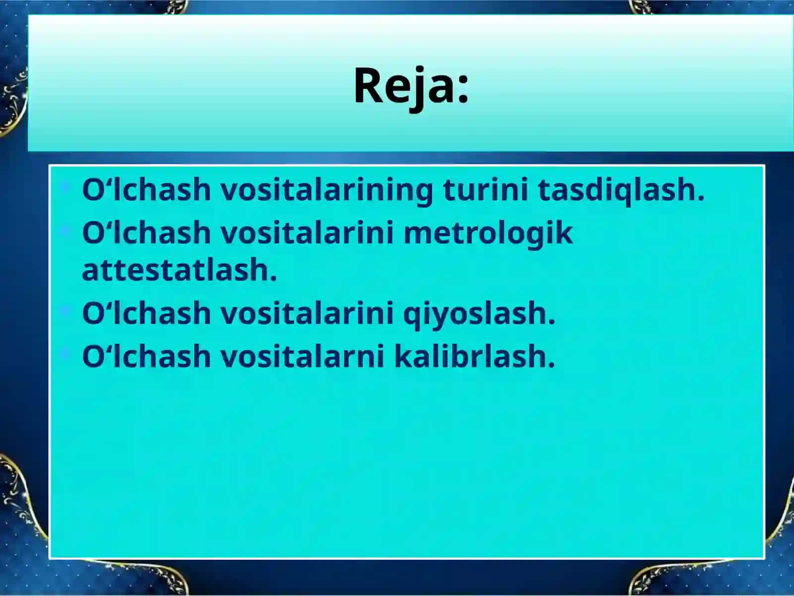 O'LCHASH VOSITALARINING METROLOGIK TADBIRLARGA TORTILISHI 2