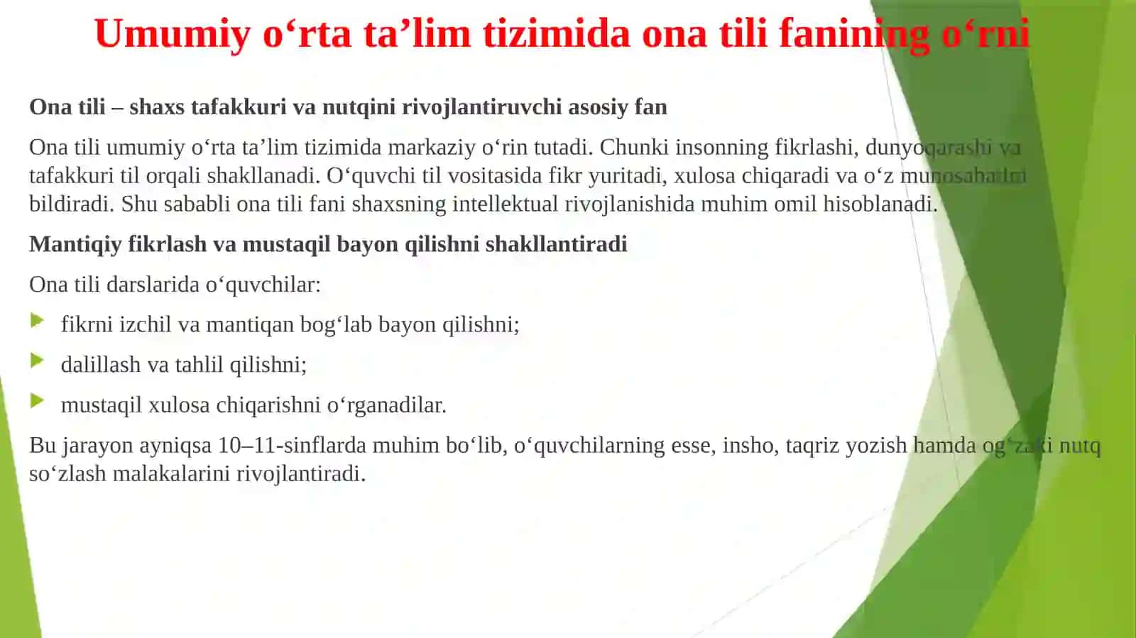10–11-sinflarda onatilidarslarini tashkil qilish metodikasi 2