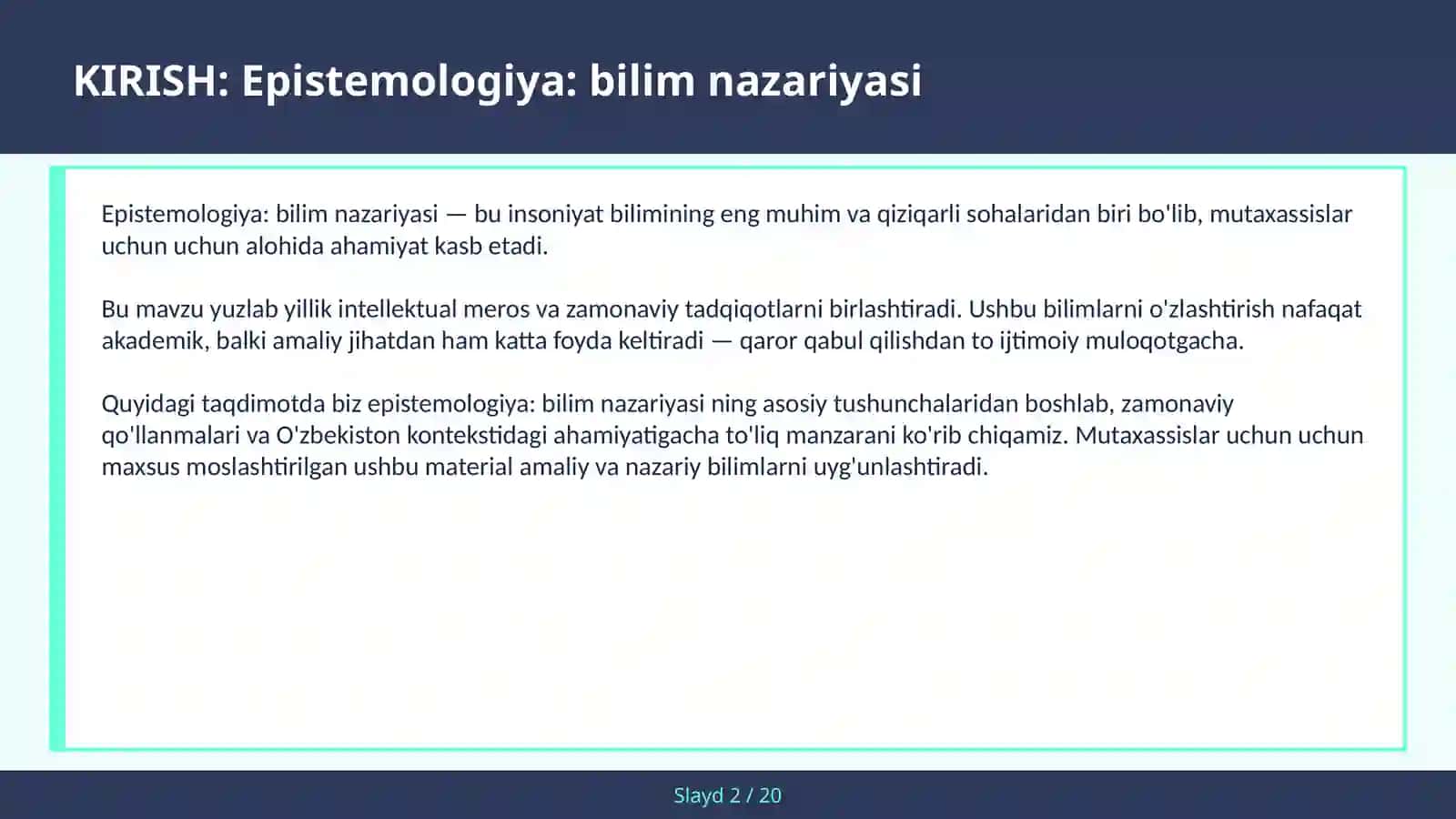 Epistemologiya: bilim nazariyasi 2