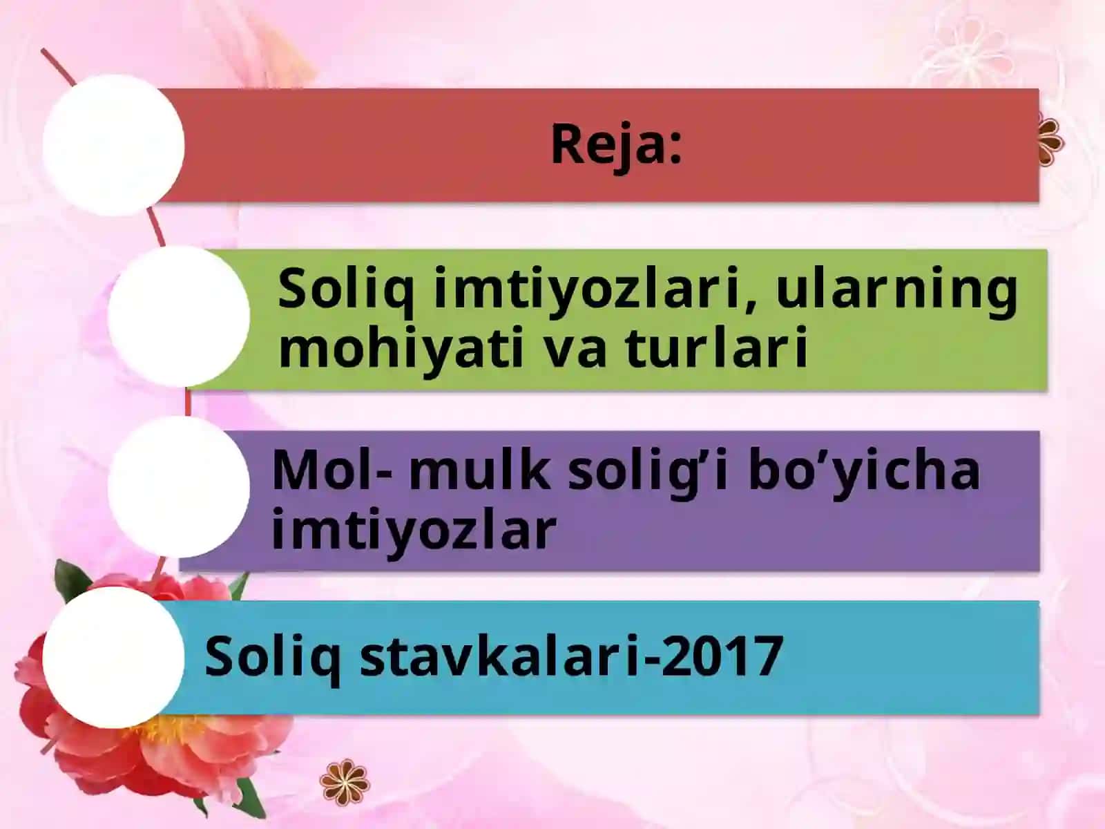 Soliq Imtiyozlari va 2017-stavkalari 2