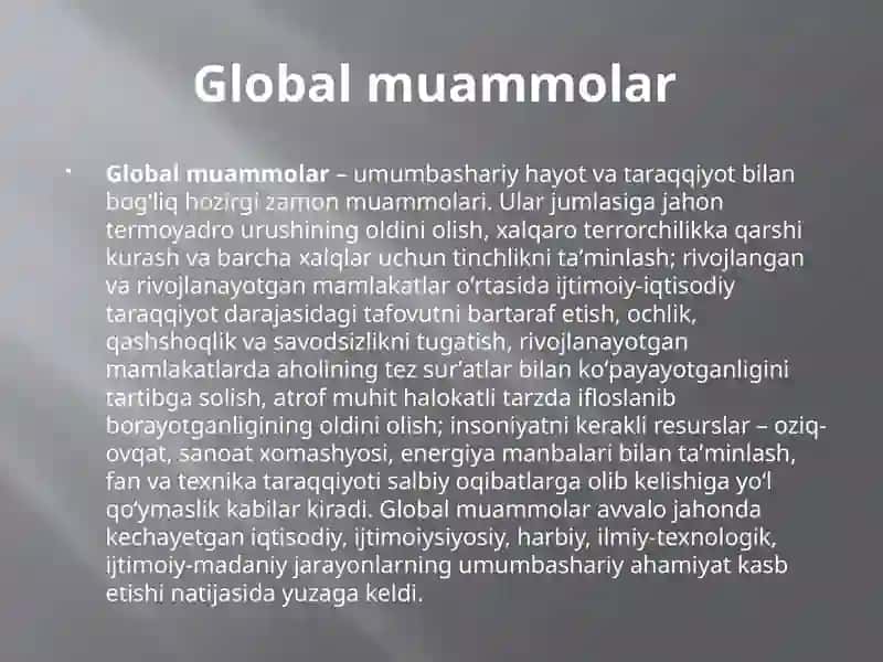 Hozirgi zamon umumiy bashariy ma'lumotlar va uning qibatlari 2