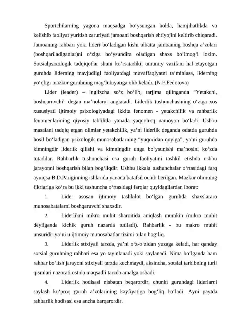 Sport jamoasidagi liderlik 2