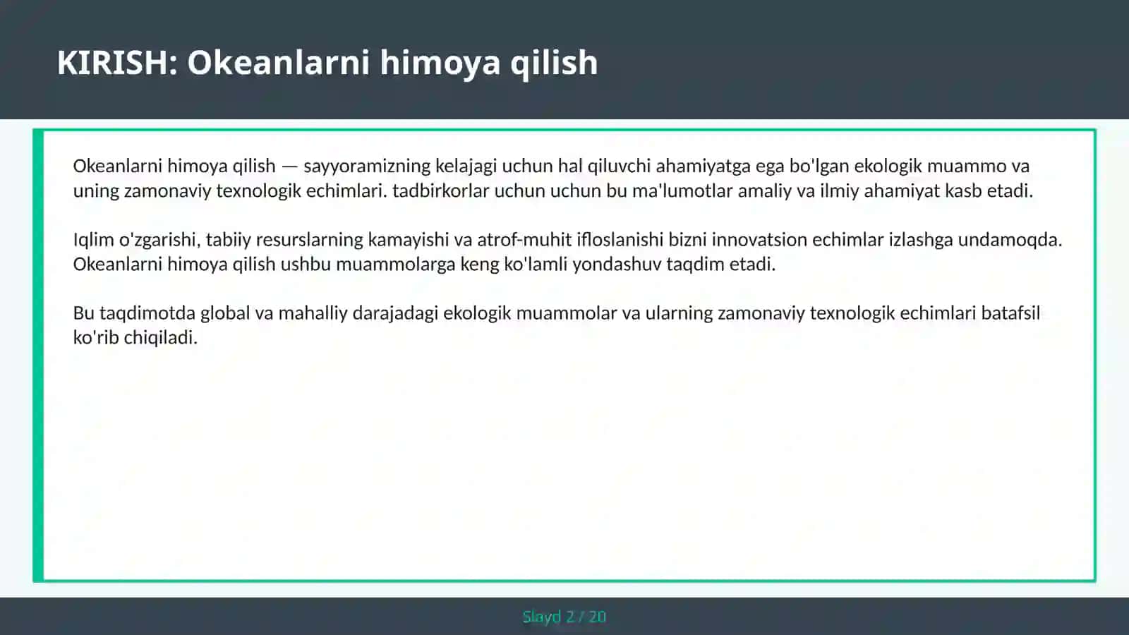 Okeanlarni himoya qilish 2