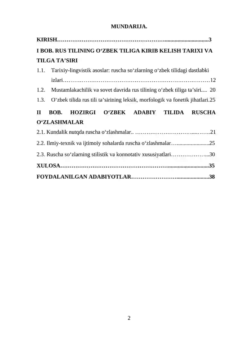 HOZIRGI O‘ZBEK ADABIY TILIDA RUS TILI TA’SIRIDAGI O’ZLASHMALAR 2