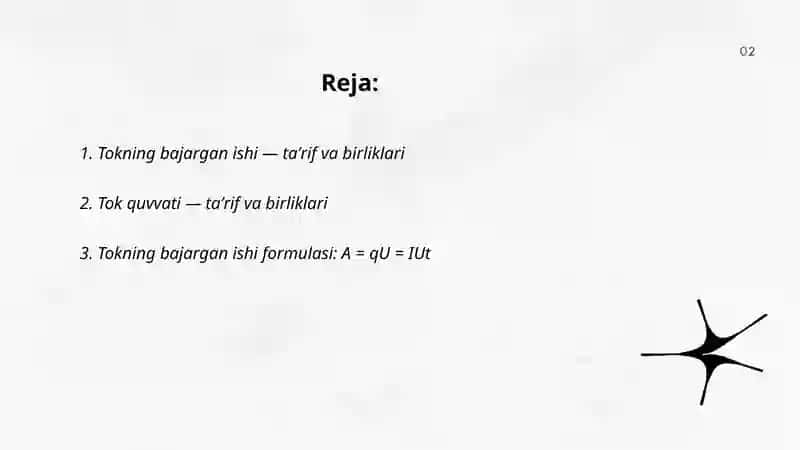 Tokning bajargan ishi va quvvati 2