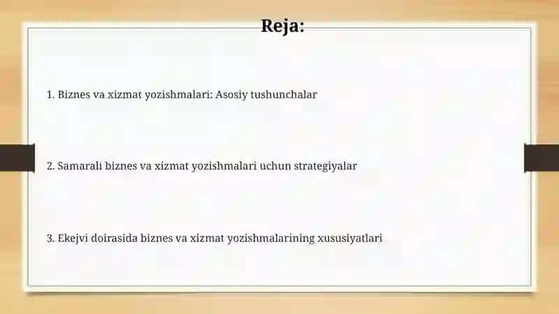 Biznes va xizmat yozishmalari 2