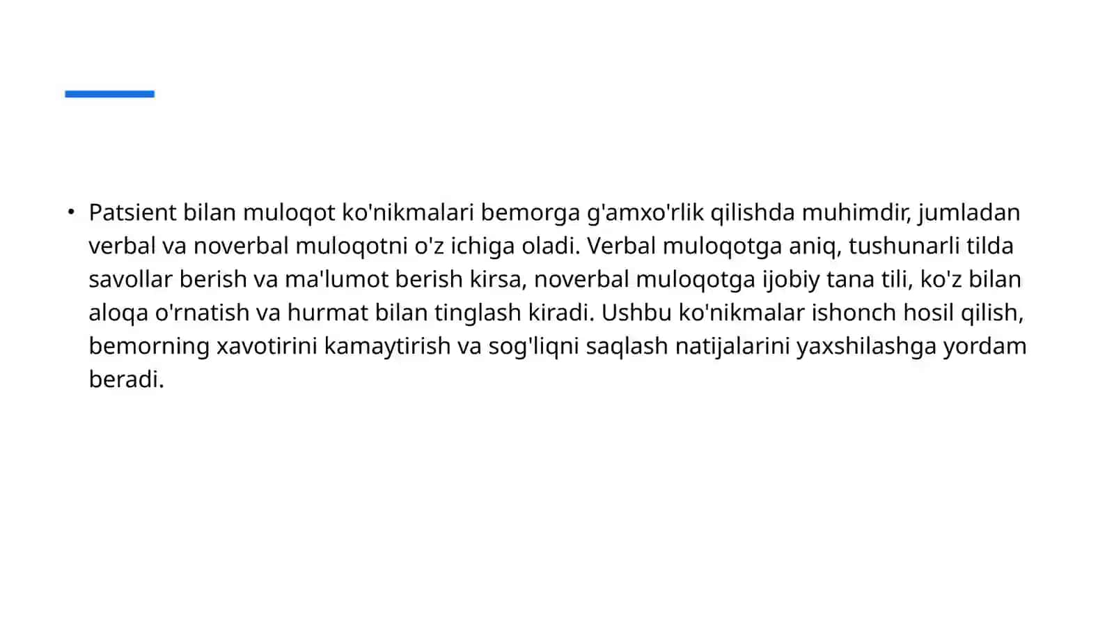 Tibbiyot Kasbiga Kirish fanidan Prezidentatsiyasi 2