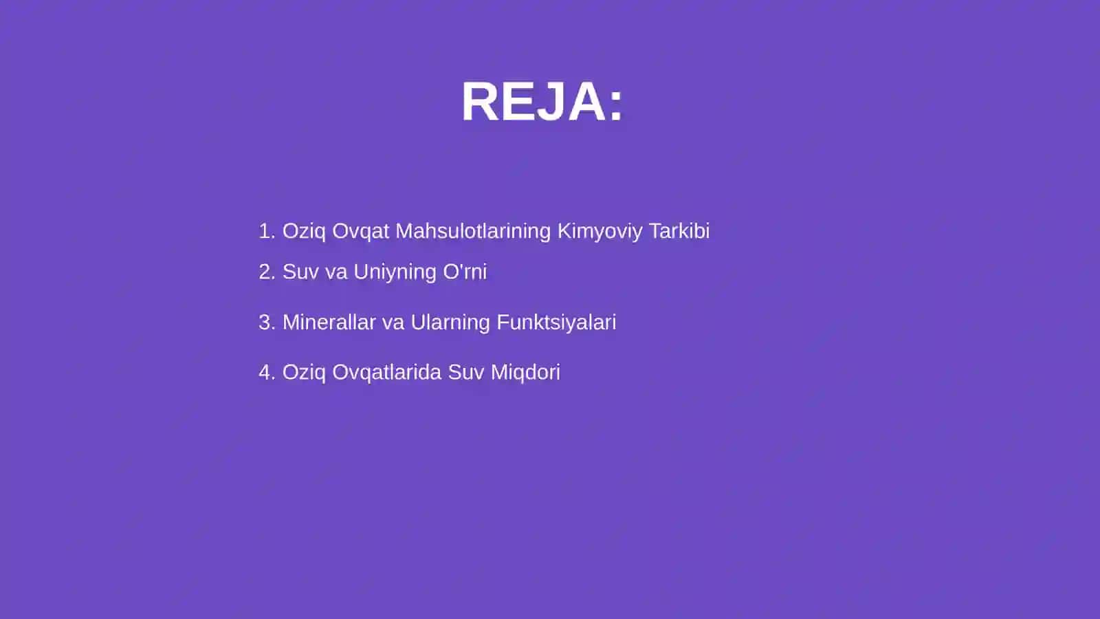 Oziq ovqat mahsulotlarining kimyoviy tarkibi 2
