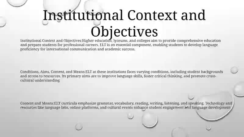 ELT at Higher Education Establishments, Lyceums And Colleges 2