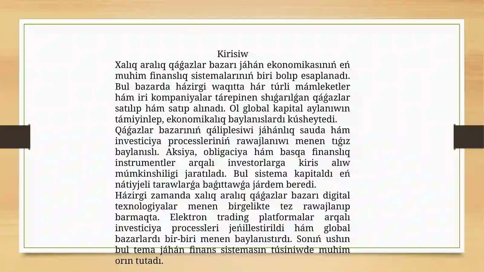 Xalıq aralıq qáǵazlar bazarı 2