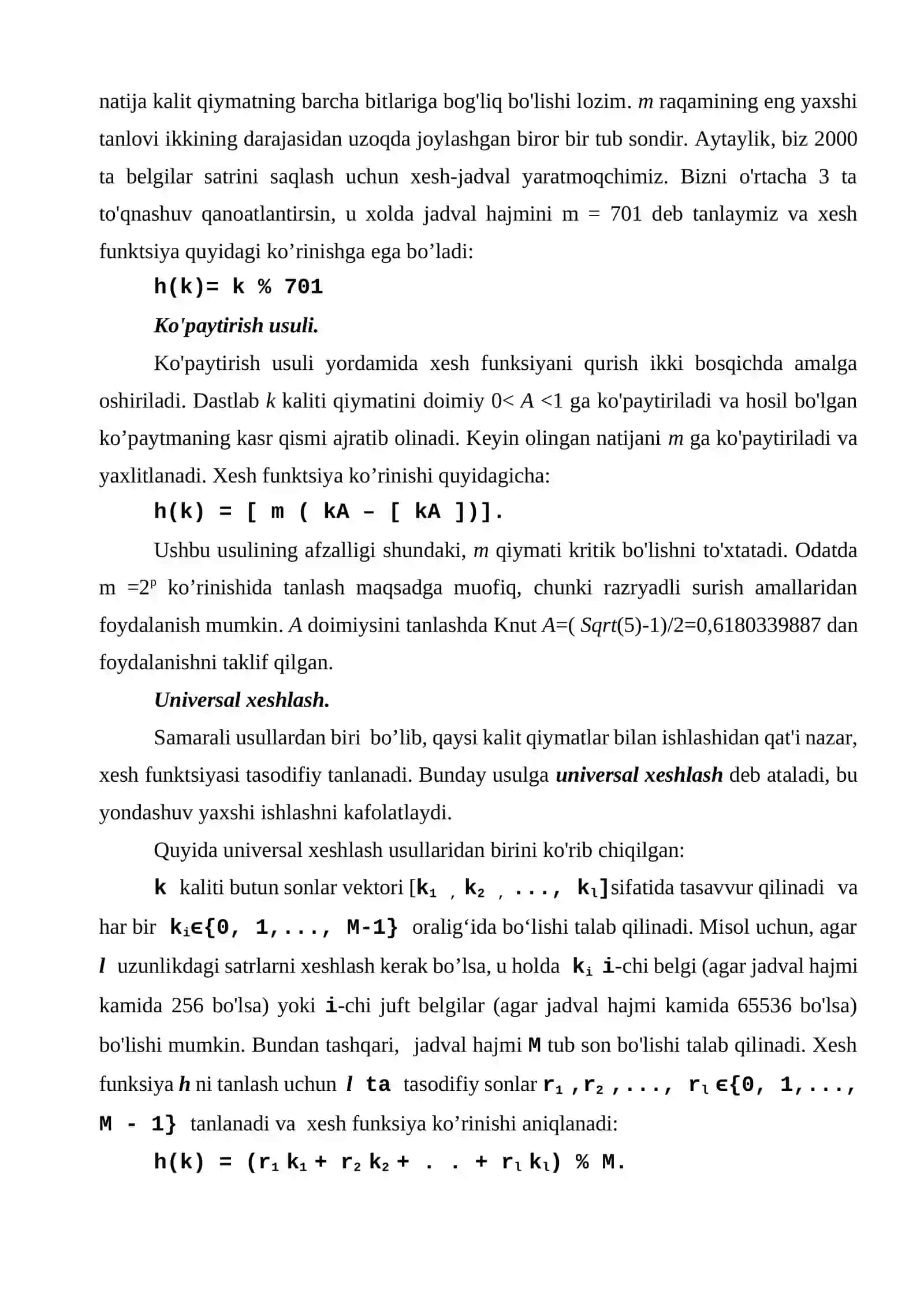 Xeshlash usullari 2