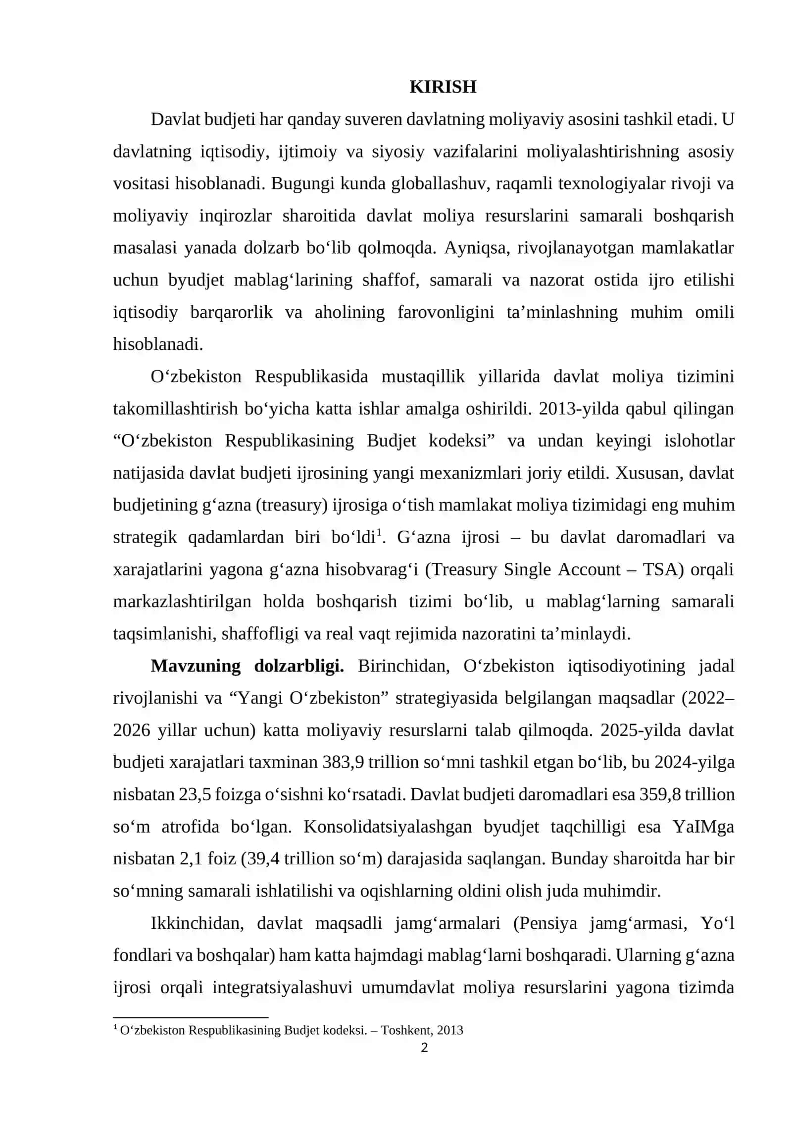 DAVLAT BUDJETI VA DAVLAT MAQSADLI JAMG’ARMALARINING G’AZNA IJROSI 2