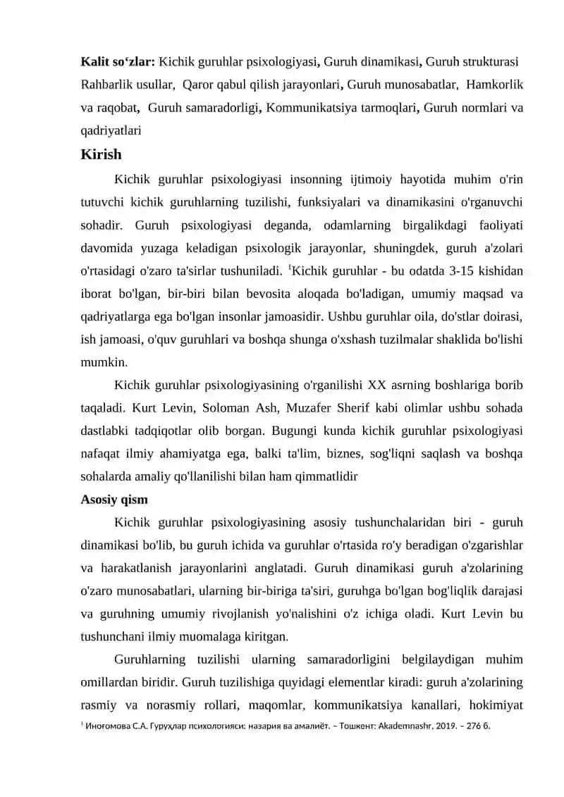 KICHIK GURUHLAR PSIXOLOGIYASI 2