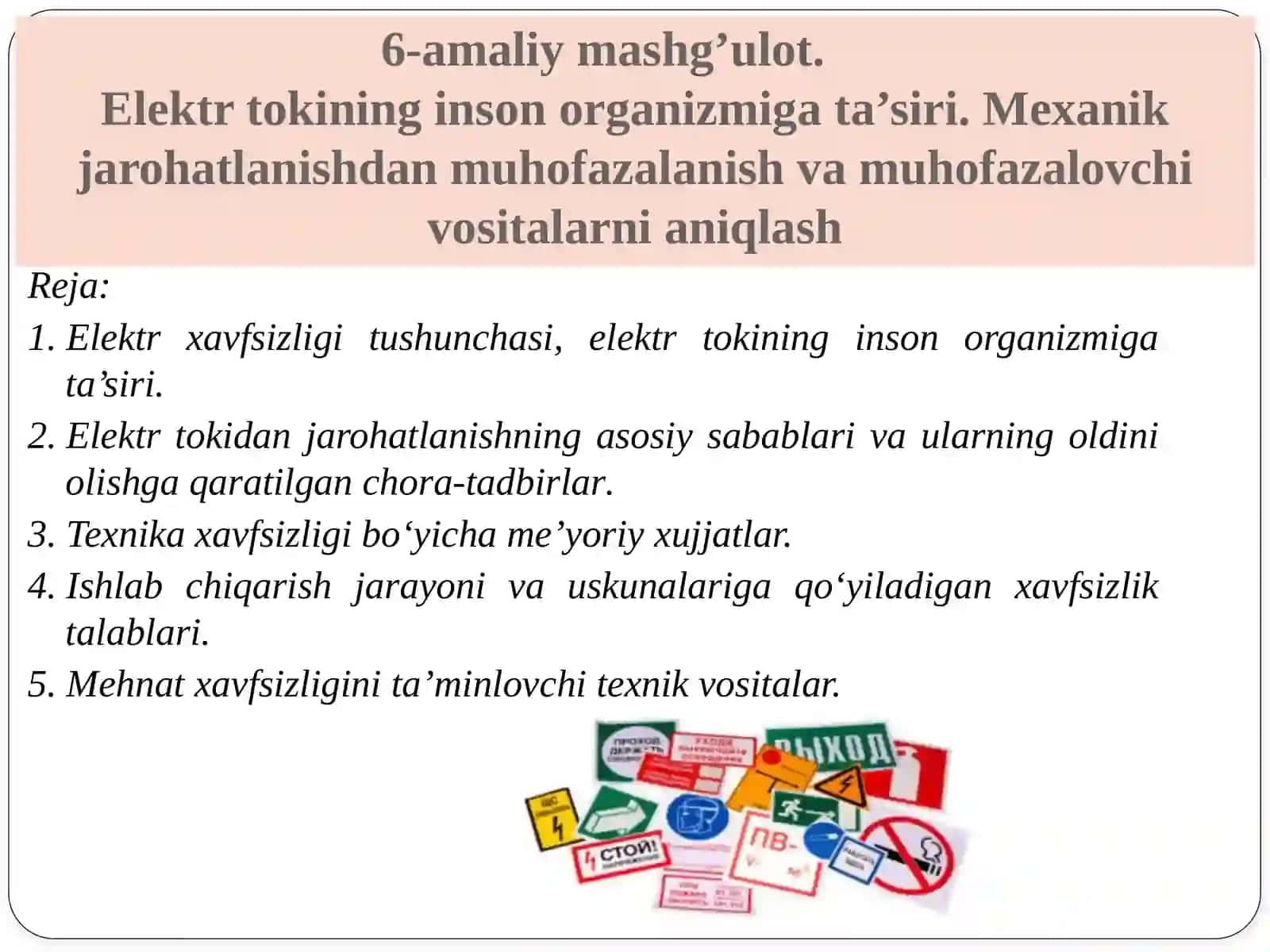 Elektr xavfsizligi to‘g‘risida amaliy mashg'ulot 2