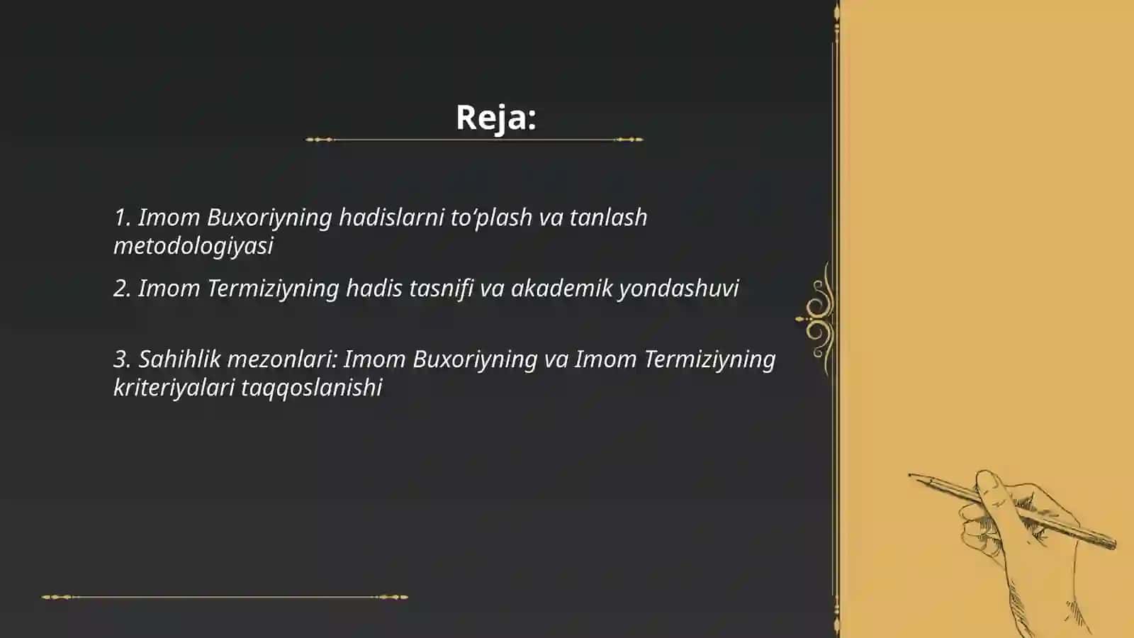 Imom Buxoriy va Imom Termiziyning hadis ilmiga qoʻshgan hissalari 2