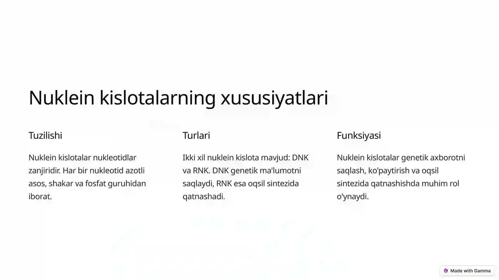 Nuklein kislotalarning turlari 2