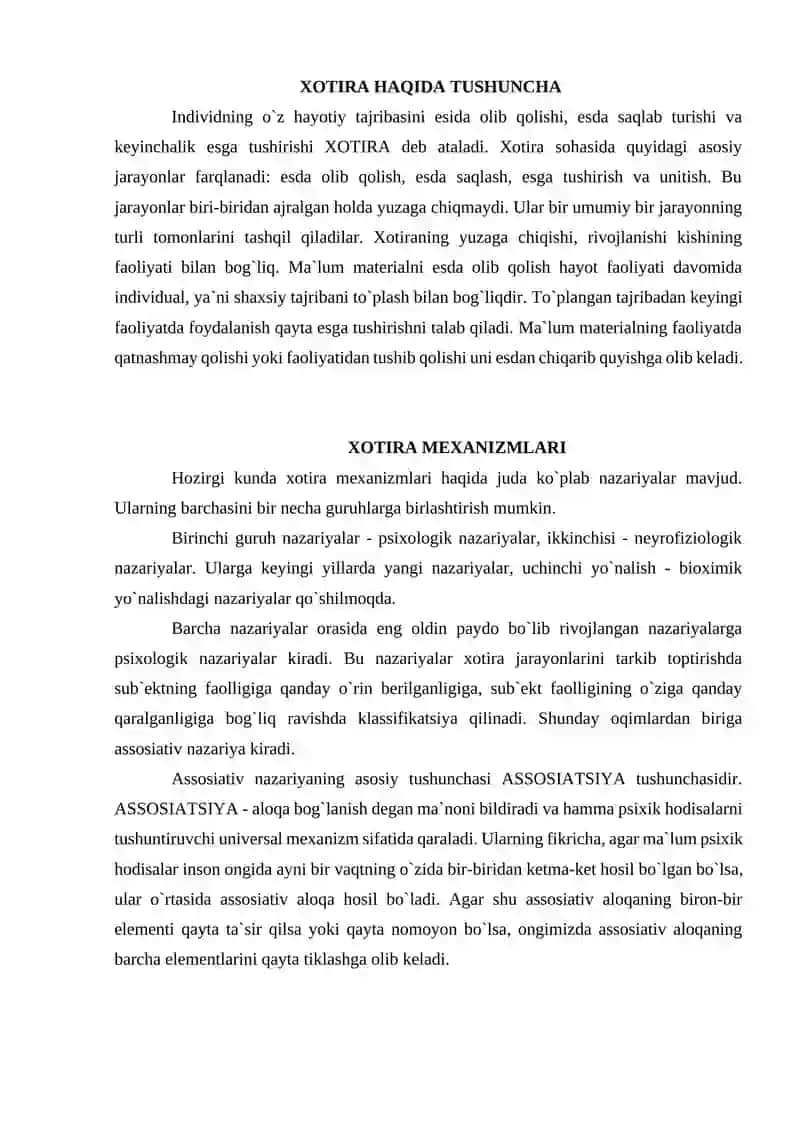 Xotira haqida tushuncha 2