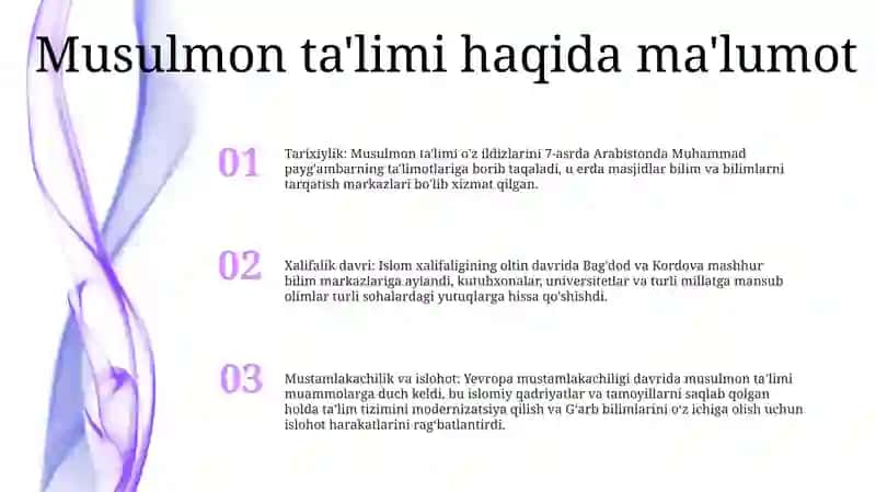 Musulmon Ta'Limotida Ta'Lim Tarbiya Mazmuni 2