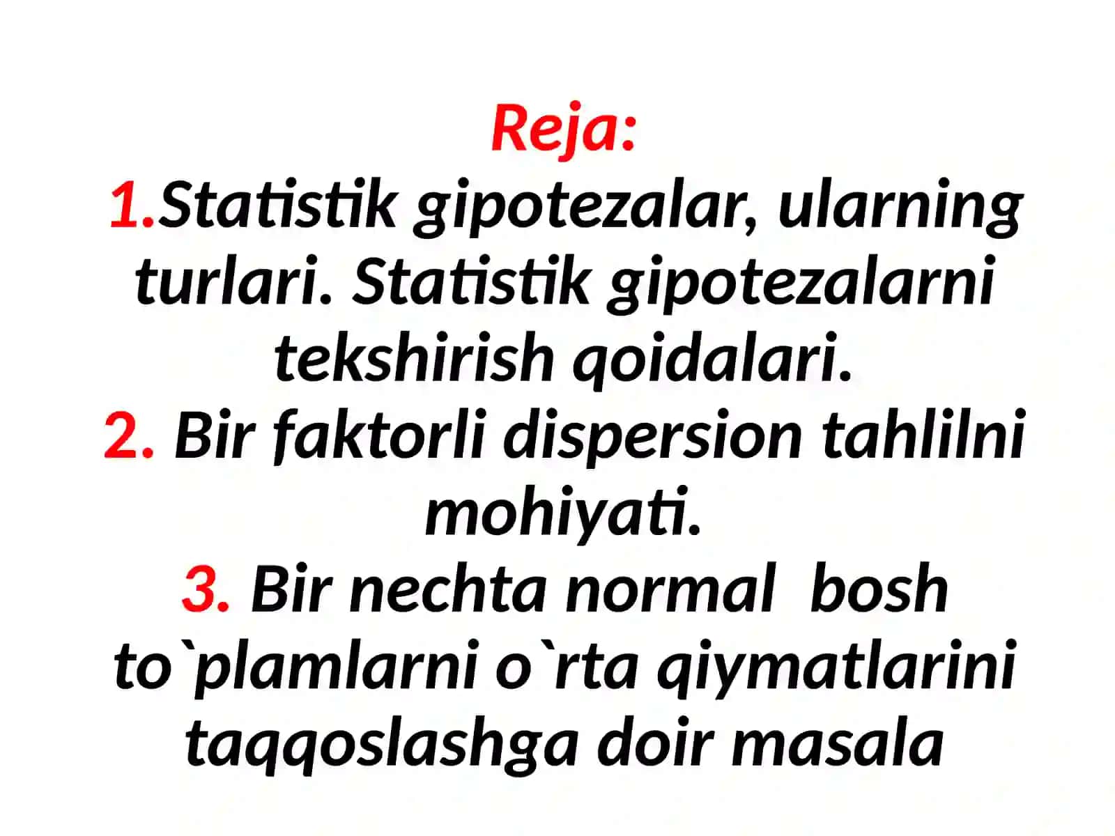 Birfaktorli dispersion tahlilu 2