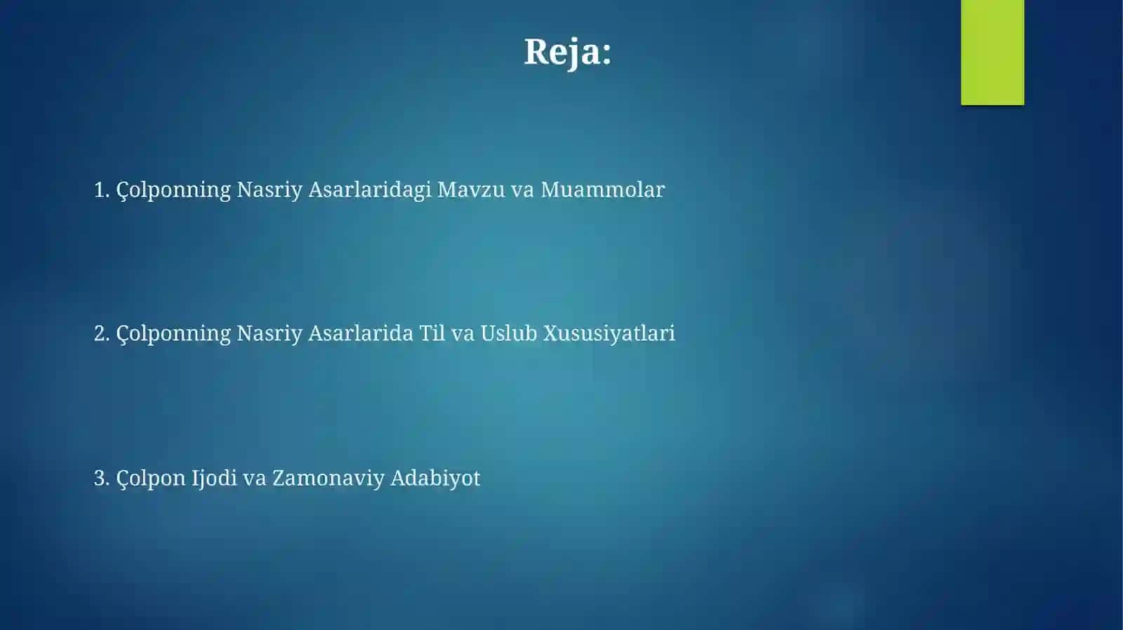 Choʻlponning nasriy asarlarinitahlilqilish 2