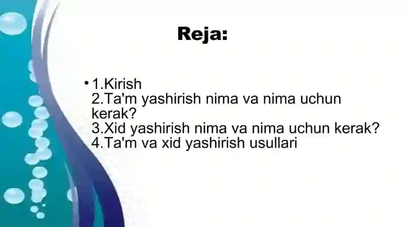 Ta’m va xid yashiruvchilar 2