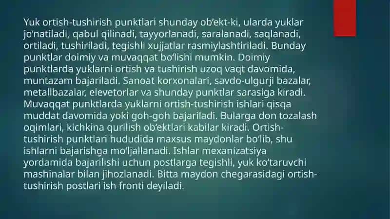 Ortish-tushirish punktlari va ular o‘tkazuvchanlik qobiliyati 2