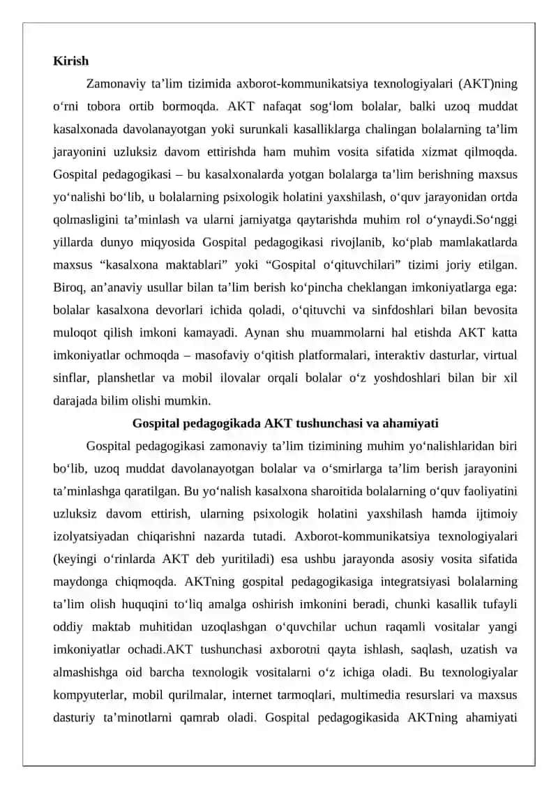 Gospital pedagogikada AKTdan foydalanish imkoniyatlari 2