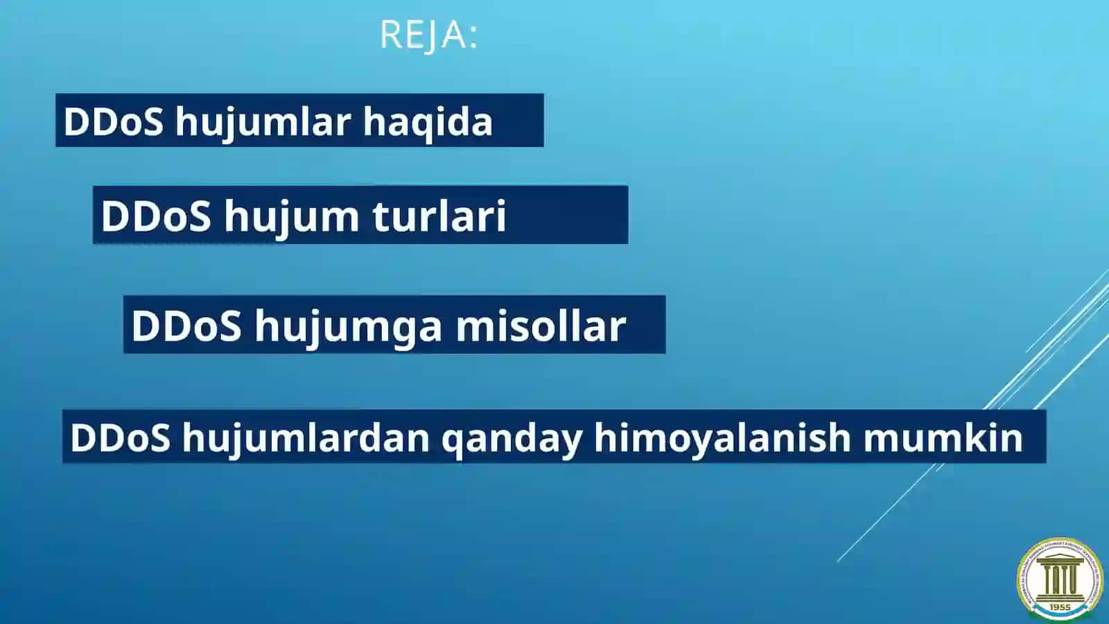 Zamonaviy tarmoqlarda DDoS hujumlari va himoyalanish usullari 2