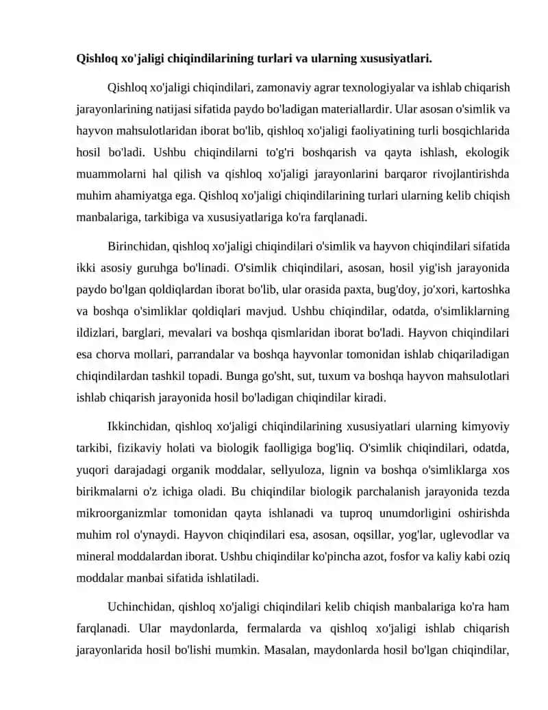 Qishloq xo'jaligi chiqindilari asosida devorbop materiallar. 2