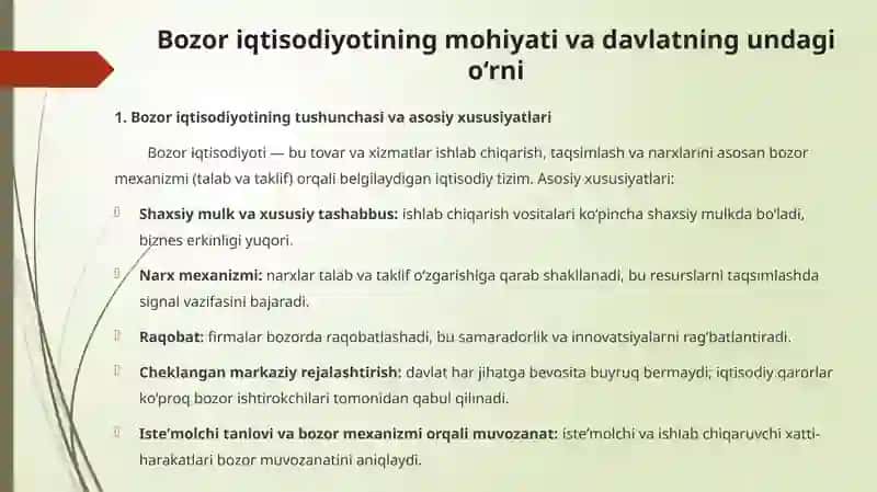 Bozor iqtisodiyotida davlat 2