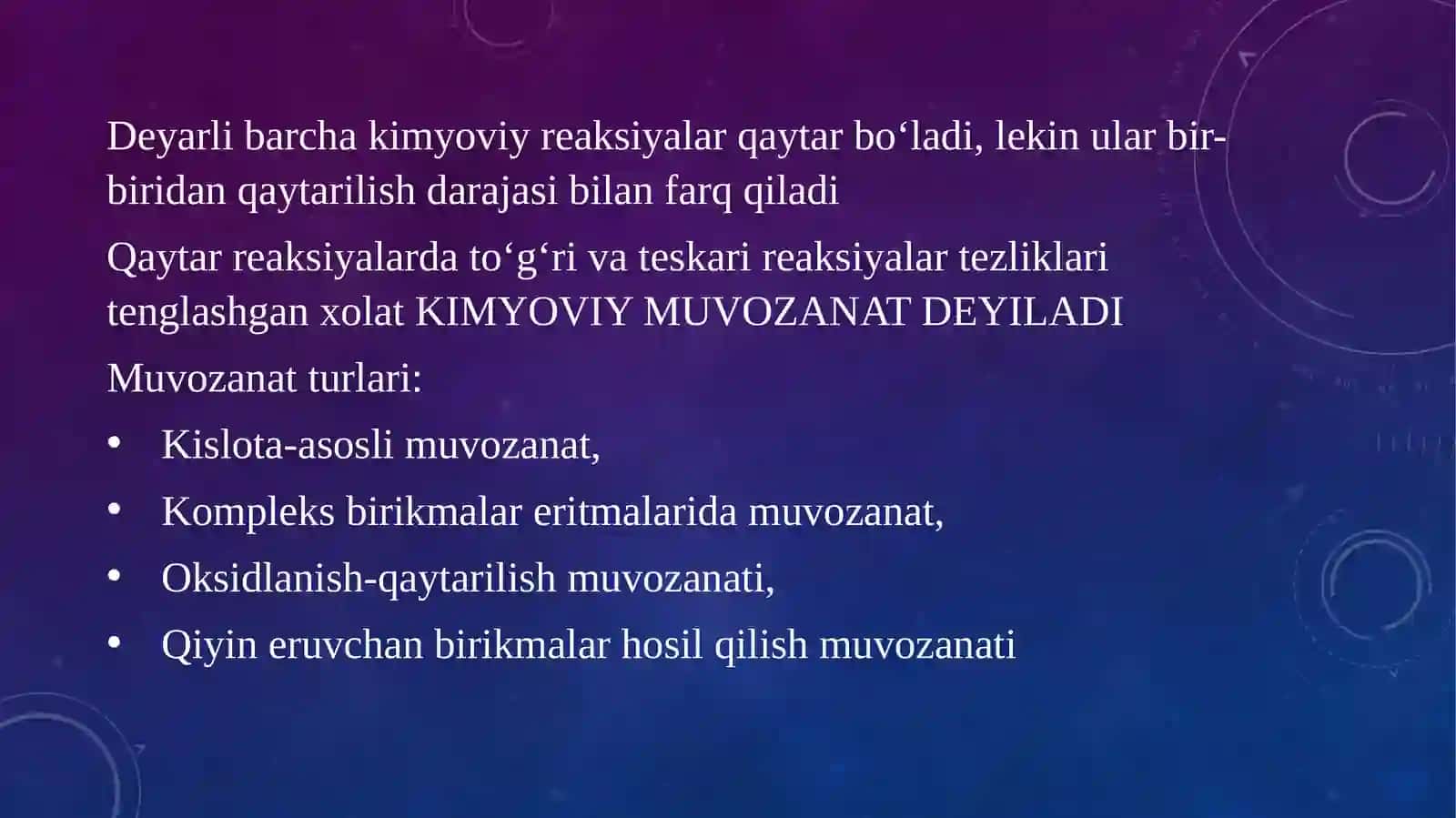 Kimyoviy muvozanatning va uning asosiy turlari 2