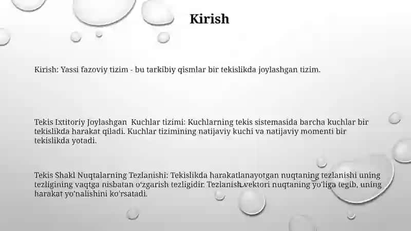 Tekis Ixtitoriy Joylashgan Kuchlar Sistemasi 2