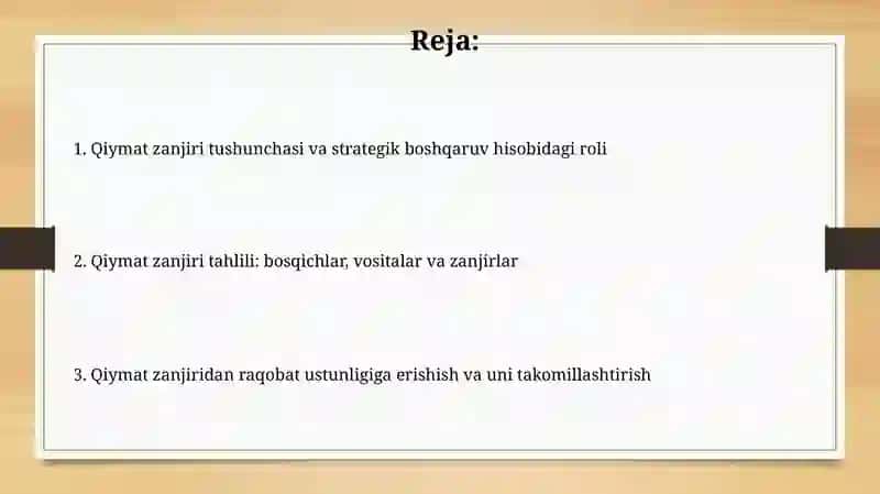 Qiymat zanjiri tushunchasi 2