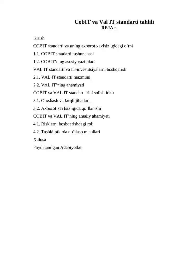 CobIT va Val IT standarti tahlili 2
