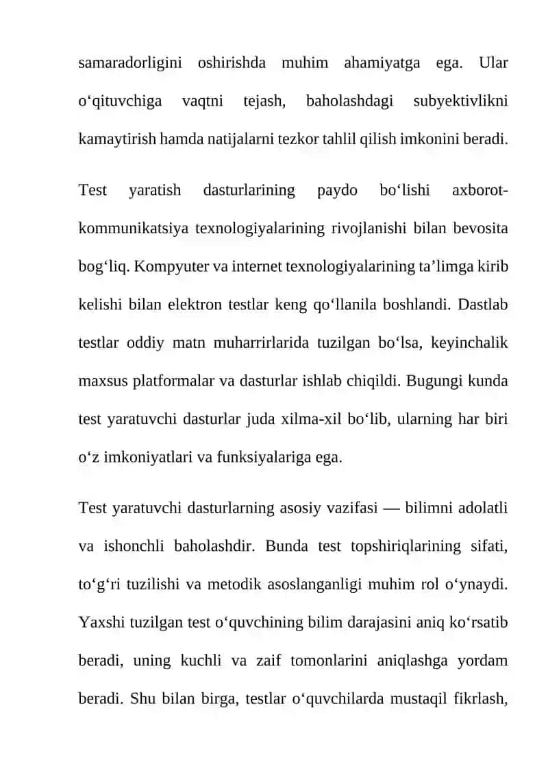 Test yaratuvchi dasturlar 2