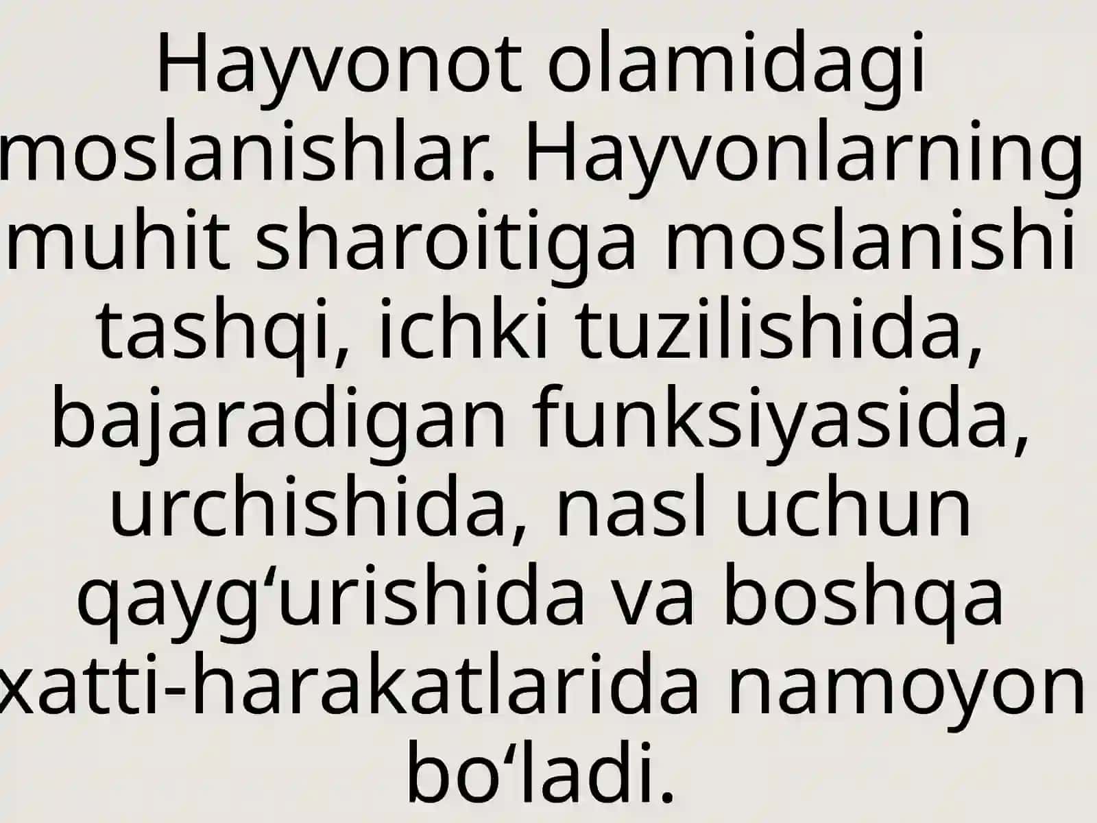 Hayvonot olamidagi moslanishlar 2