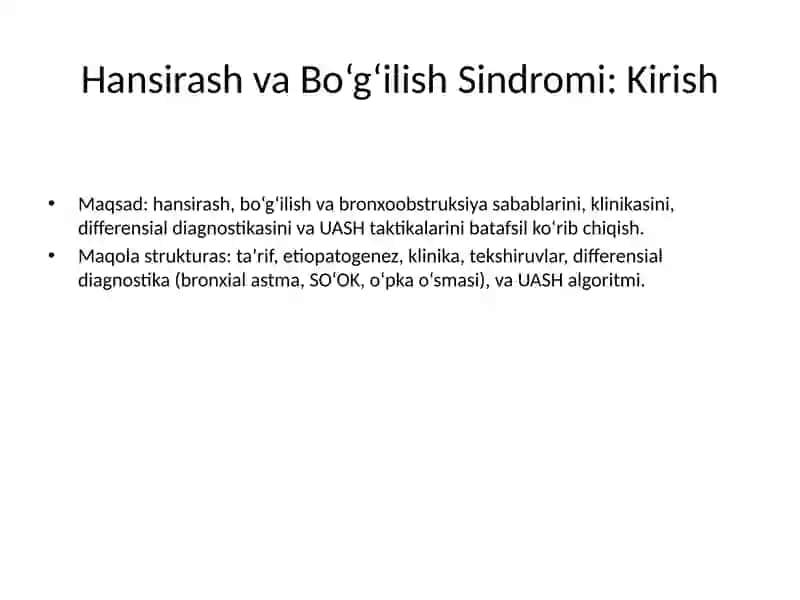 Bronxoobstruksiya bilan kechadigan kasalliklarning differensial diagnostikasi 2